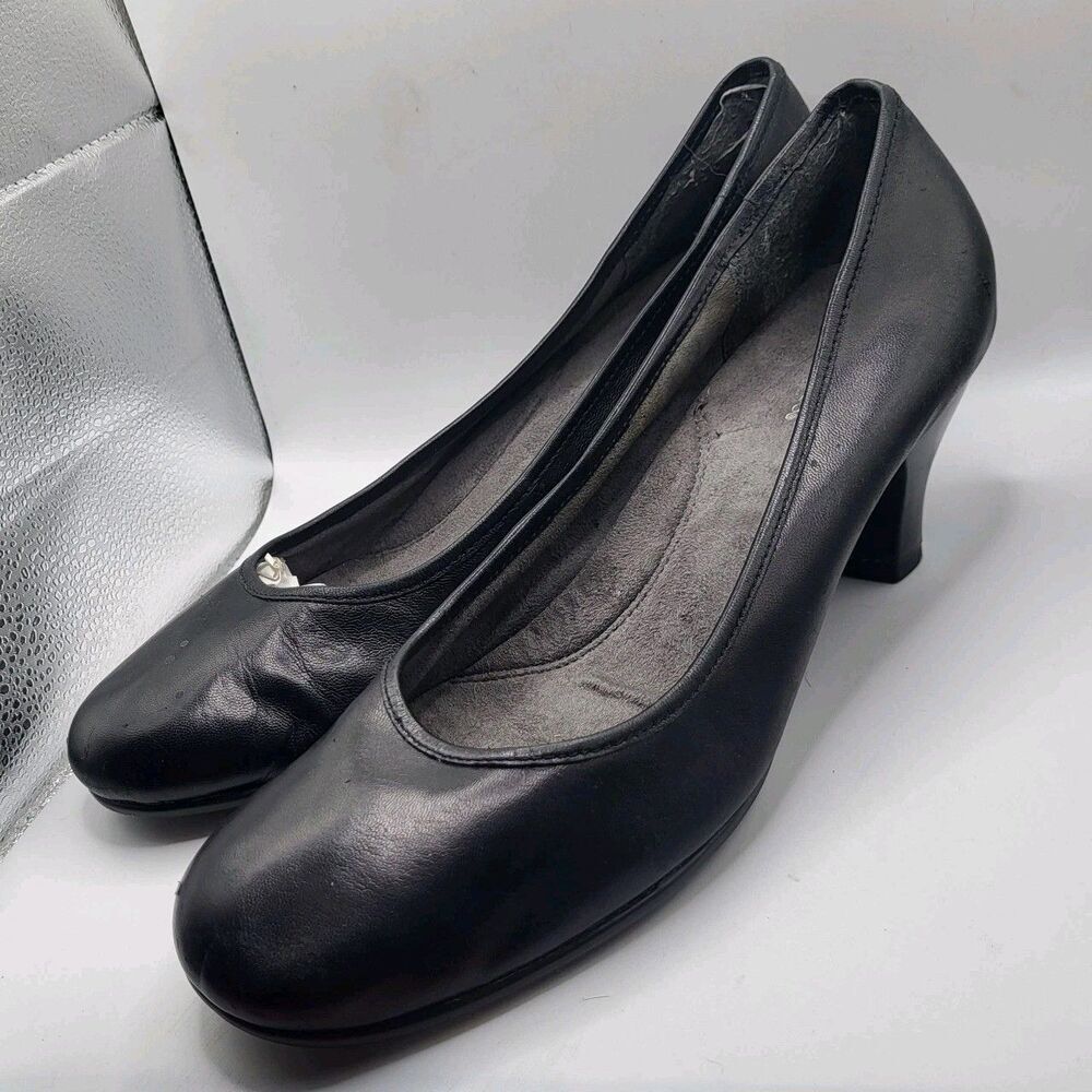 Aerosoles Shoes Womens Size 9 Black Leather Low Heel Comfortable Classic Pumps